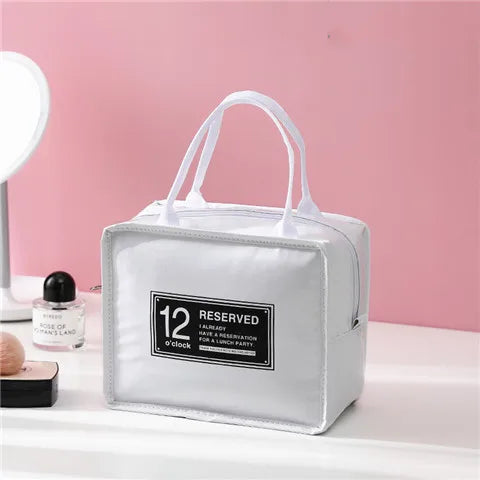 Portable PU Lunch Bags Leather Waterproof Food Picnic Lunch Box Bag