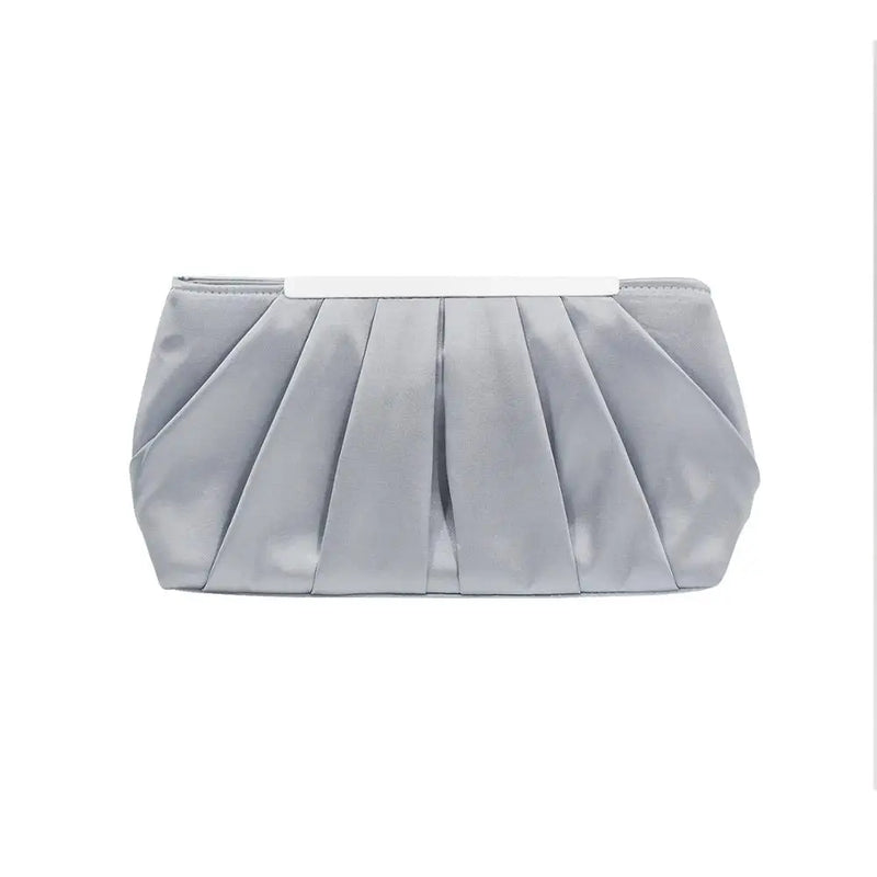 PURFAY Satin Evening Bag Ruffle Wedding Clutches Handbag