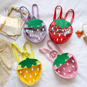 Transparent PVC Strawberry Schoolbag for Kids