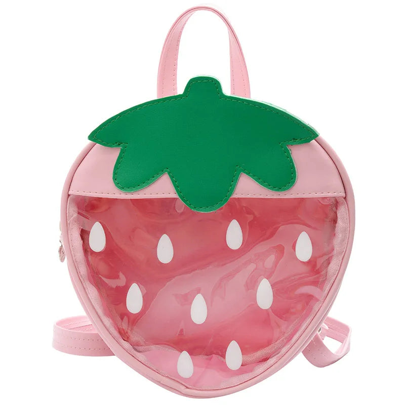 Transparent PVC Strawberry Schoolbag for Kids