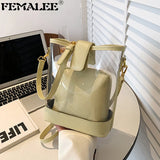 Clear Ladies Summer Composite Bags Bucket Women Transparent Bags