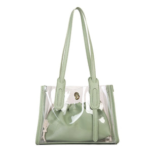 Clear PVC Shoulder Bag + Candy Jelly Tote Women's Handbag