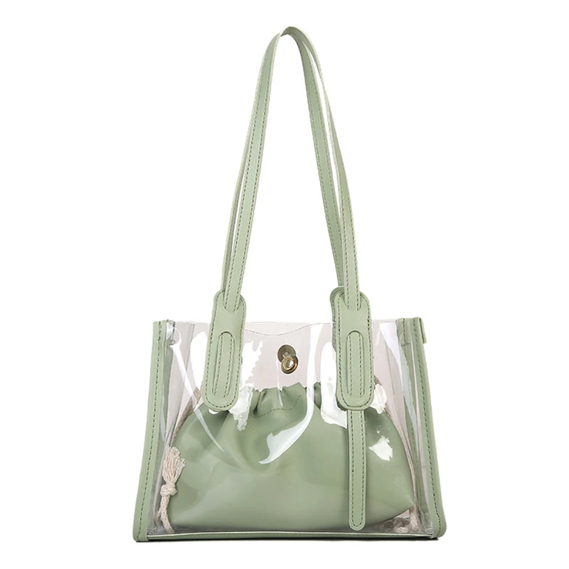 Clear PVC Shoulder Bag + Candy Jelly Tote Women's Handbag