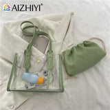 Clear PVC Shoulder Bag + Candy Jelly Tote Women's Handbag