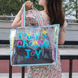 Clear PVC Laser Tote Bag Waterproof Shopping Shoulder Women Bag