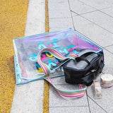 Clear PVC Laser Tote Bag Waterproof Shopping Shoulder Women Bag
