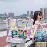 Clear PVC Laser Tote Bag Waterproof Shopping Shoulder Women Bag