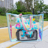 Clear PVC Laser Tote Bag Waterproof Shopping Shoulder Women Bag