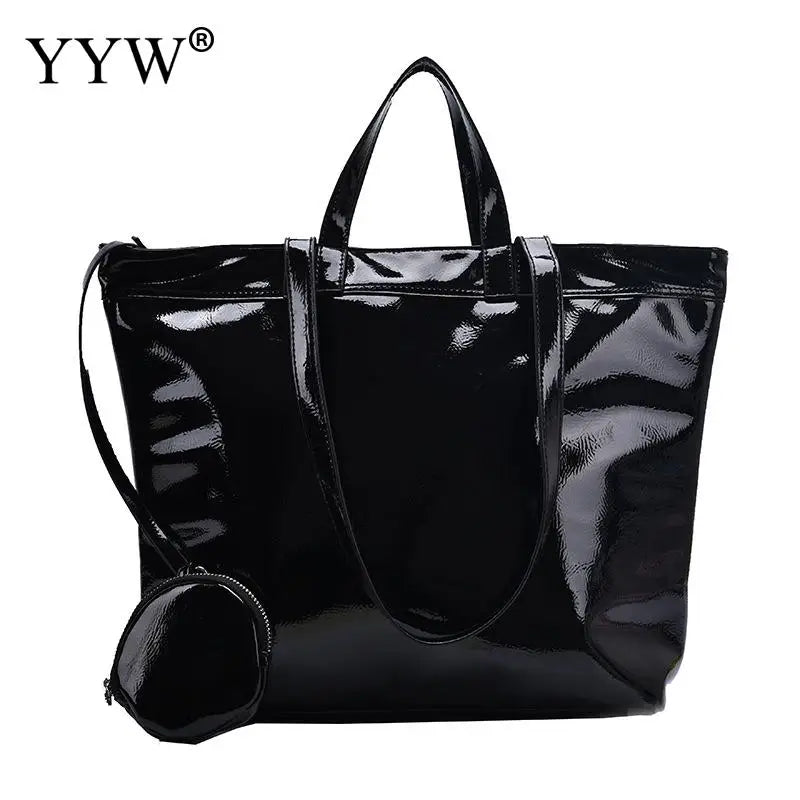 PVC Shoulder Bag Large Capacity Soft Surface Shopping Big Party Purse