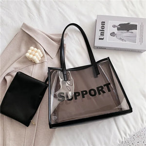PVC Shoulder Bags Women Transparent Handbag Large Capacity Tote Zipper Pouch