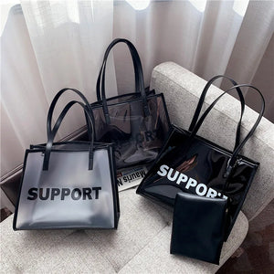 PVC Shoulder Bags Women Transparent Handbag Large Capacity Tote Zipper Pouch
