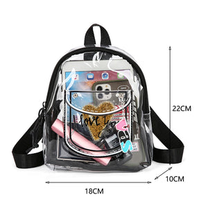 Transparent PVC Backpack Love Letter Design Small Shoulder Schoolbag