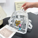 PVC Transparent Backpack Letter Love Women Girl Travel Small Shoulder Schoolbag