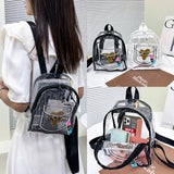 PVC Transparent Backpack Letter Love Women Girl Travel Small Shoulder Schoolbag