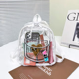 PVC Transparent Backpack Letter Love Women Girl Travel Small Shoulder Schoolbag