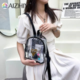 Transparent PVC Backpack Love Letter Design Small Shoulder Schoolbag