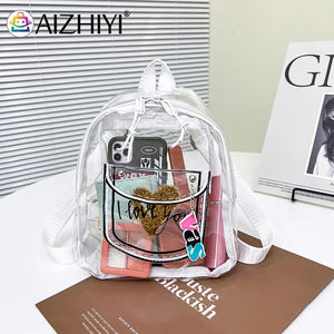 Transparent PVC Backpack Love Letter Design Small Shoulder Schoolbag