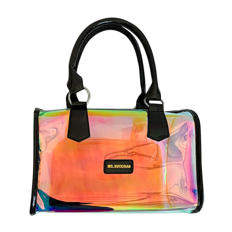 PVC Transparent Laser Shoulder Crossbody Bag Women Summer Messenger Tote