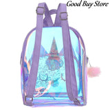 PVC Transparent Unicorn Backpack Girls Sequin School Bookbag