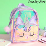 PVC Transparent Unicorn Backpack Girls Sequin School Bookbag