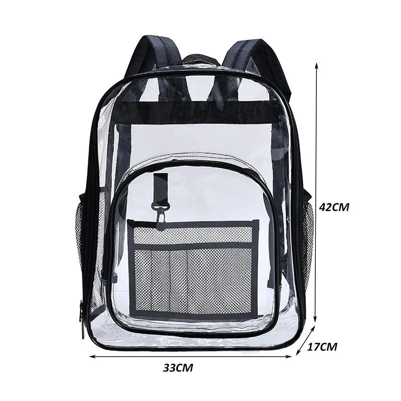 PVC Waterproof Transparent School Bag Large Capacity Clear Backpack