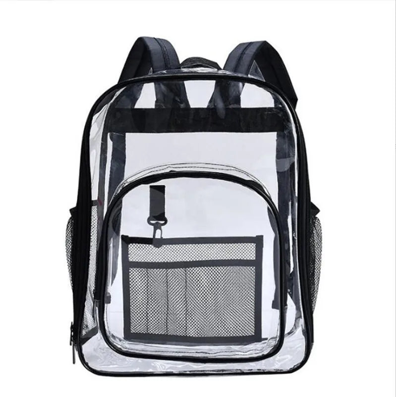 PVC Waterproof Clear Backpack Large Capacity Solid School Bag