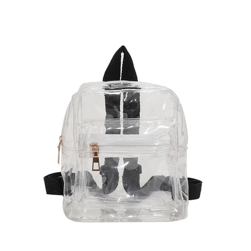 PVC Women Backpack Transparent Bag Student Bookbags Clear Casual Travel Bagpack