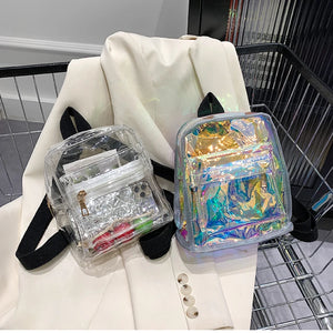 PVC Women Backpack Transparent Bag Student Bookbags Clear Casual Travel Bagpack