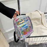 PVC Women Backpack Transparent Bag Student Bookbags Clear Casual Travel Bagpack