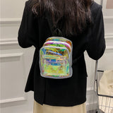 PVC Women Backpack Transparent Bag Student Bookbags Clear Casual Travel Bagpack