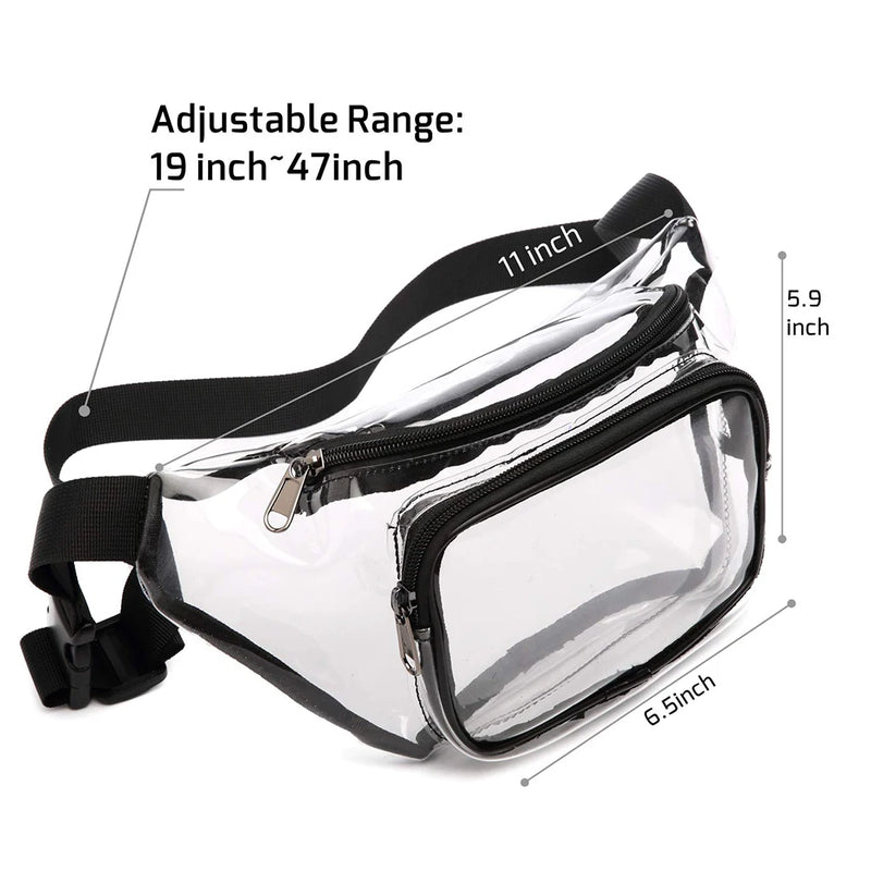 Clear PVC Women Waist Fanny Pack Belt Bag Hip Bum Bag Chest Pouch