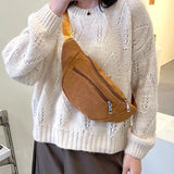Corduroy Sling Waist Fanny Bag Zippered Sport Travel