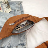 Corduroy Sling Waist Fanny Bag Zippered Sport Travel