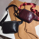 Crocodile Leather Banana Fanny Bag Large Capacity Chest Pack for Women