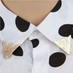 2 Pairs Wing Tips Brooch Pin Metal Collar Clips