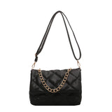 Quilted PU Leather Shoulder Bag Women Winter Embroidery Crossbody Totes