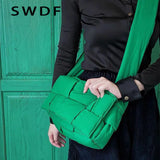 Cotton Crossbody Shoulder Bag Woven Square Handbag