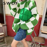 Cotton Crossbody Shoulder Bag Woven Square Handbag