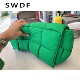 Cotton Crossbody Shoulder Bag Woven Square Handbag