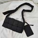 Woven Cotton Crossbody Bag Padded Space Women Shoulder Bag