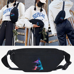 Canvas Letter K Waist Bag Phone Pouch Crossbody Shoulder Bag