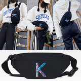 Canvas Letter K Waist Bag Phone Pouch Crossbody Shoulder Bag