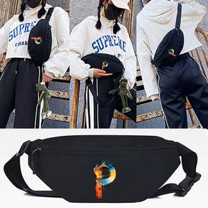 Canvas Crossbody Shoulder Bag Letter P Waist Pack