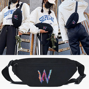 Harajuku Crossbody Waist Bag for Women W Print Shoulder Fanny Pack