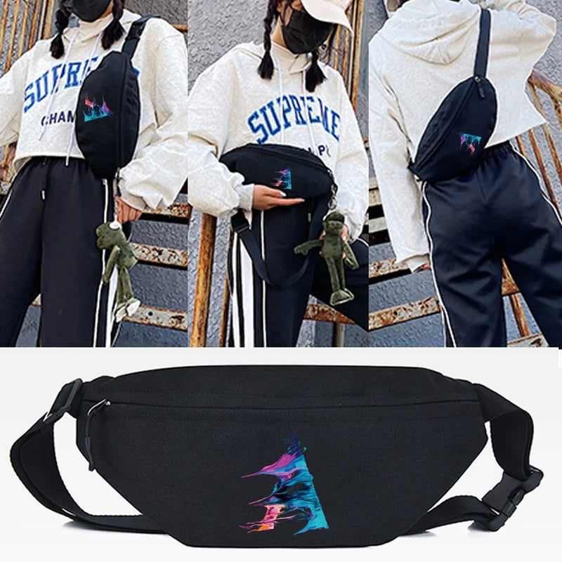 Canvas Letter Y Print Waist Bag Men Women Chest Pack Purse