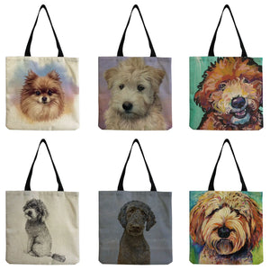 Animal Cartoon Dog Printed Women Shoulder Bag Eco Friendly Portable Handbag