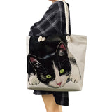 Watercolor Cat Linen Eco Shopping Tote Bag