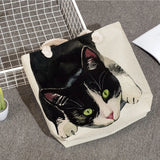 Watercolor Cat Linen Eco Shopping Tote Bag