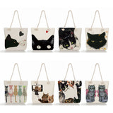 Watercolor Cat Linen Eco Shopping Tote Bag