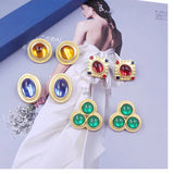 Vintage Style Acrylic Stud Earrings with Enamel Pendant